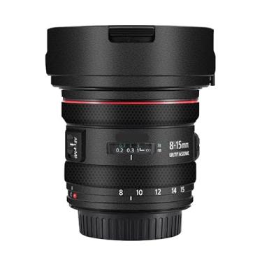Imagem de Adesivo de lente de câmera EF 8-15 4 L para Canon EF 8-15 mm F4 L revestimento película protetora vinil decalque pele (couro preto)