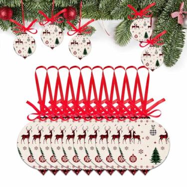 Imagem de Enfeite de Natal 2025, conjunto de 10, alce de Natal, floco de neve, vermelho, xadrez, acessórios para pendurar em acrílico para decoração de árvore de Natal, lâmpadas de árvore de Natal, ornamentos
