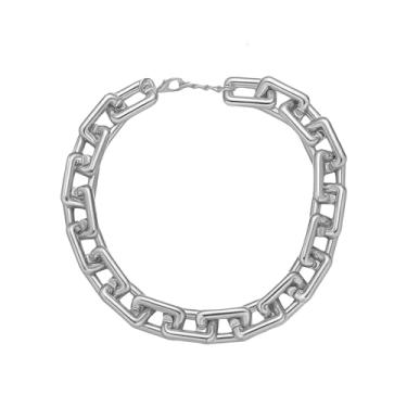 Imagem de rgwtgkyh Colar de ouro grosso para mulheres, moderno, grande, grosso, leve, acrílico, cubano, gargantilha, joia moderna, presente, Large, Latão, Sem Pedra Preciosa