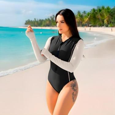 Imagem de Maiô Manga Longa Com Ziper Luvinha Surf Natação Esportes - WA modas, G