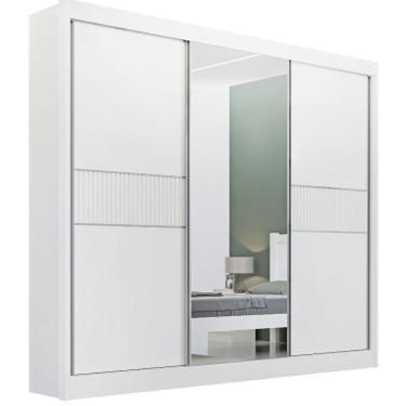 Imagem de Guarda Roupa Cristal Ripado Branco 3 Portas 6 Gavetas D?doro