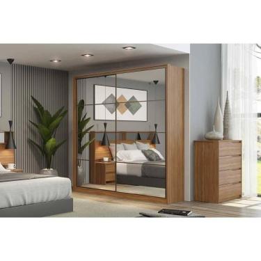 Imagem de Guarda Roupa Casal 2 Portas De Correr C/ Espelho E 3 Gavetas Belga Amêndola Touch - Demóbile