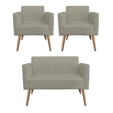 Imagem de Kit 01 Namoradeira 02 Poltronas Marisa Marrom Rato