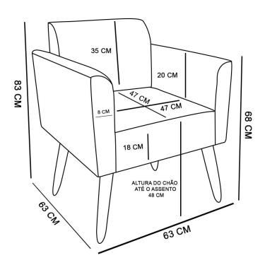 Imagem de Kit 02 Poltronas Marisa Natural Azul Marinho