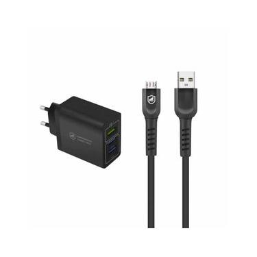 Imagem de Kit Carregador Turbo Triplo e Cabo Dual Shock Micro USB V8 - Gshield