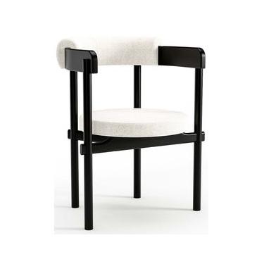 Imagem de Cadeira De Madeira Cavalet Com Assento e Encosto Estofado 62 x 79 x 57 cm (L x A x P) - Cor Preto Tecido Boucle 137A