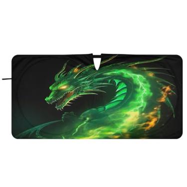 Imagem de Blueangle Guarda-sol de para-brisa dragão verde - 149.9 cm x 76.2 cm dobrável carro janela frontal blocos para-sol raios UV viseira de sol (209)