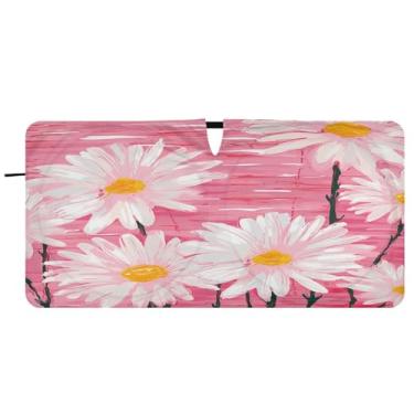 Imagem de Blueangle White Daisies Para-brisas Guarda-sol - 149.9 cm x 76.2 cm Dobrável Carro Frontal Para-sol Blocos Raios UV Viseira de Sol (122)