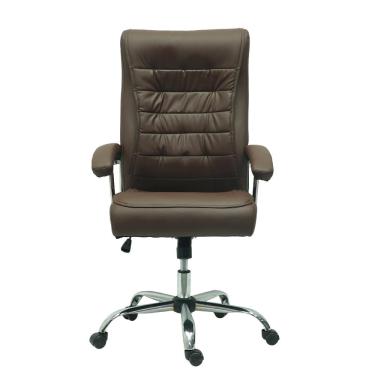 Imagem de Cadeira de Escritório Presidente Base Cromada com Rodinha Fortt Luanda Marrom - CPF13-M