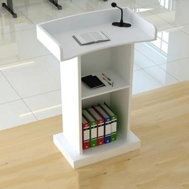 Imagem de Madeira de palestras e pódios de igreja, mesa de pódio com gaveta, suporte de púlpito de madeira com grande superfície de leitura e placa defletor, suporte de pódio para palestras com prateleira de