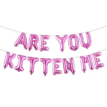 Imagem de Balões de letras - Are You Kitten Me 40,6 cm letras do alfabeto folha balão Mylar faixa de festa de aniversário (ARE YOU KITTEN ME Rose Red)