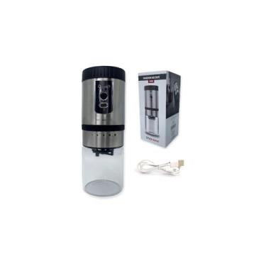 Imagem de Moedor de Café Elétrico Recarregável USB com Regulagem do Pó, Aço Inox e Vidro, 20cm x 7,5cm, 25g Capacidade