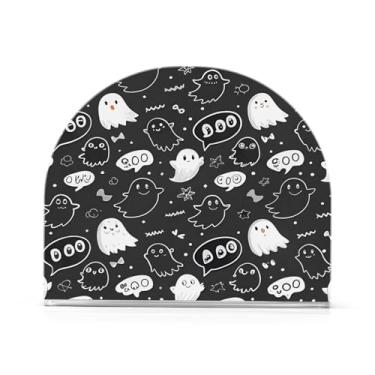 Imagem de JUZIHAI Suporte de guardanapo de Halloween Boo para mesa dispensador de guardanapo de acrílico para mesa suporte de lenços independente para cozinha sala de jantar bar festa decoração de casa