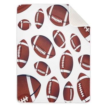 Imagem de Qilmy Cobertor de bebê com estampa de rugby 76,2 x 101,6 cm, cobertor infantil de algodão macio para meninos e meninas, cobertor leve e quente para bebês recém-nascidos