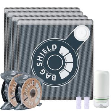 Imagem de Kit de filamento de impressão 3D selado a vácuo, 20 pacotes de sacos de armazenamento à prova de luz com bomba de vácuo elétrica + 2 clipes, sacos à prova de umidade, classificação e armazenamento de