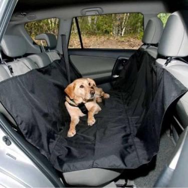 Imagem de Capa Pet Protetora para Bancos de Carros, Dobrável, Impermeável, Preta, Nylon, 138x140cm, com Alças Reguláveis