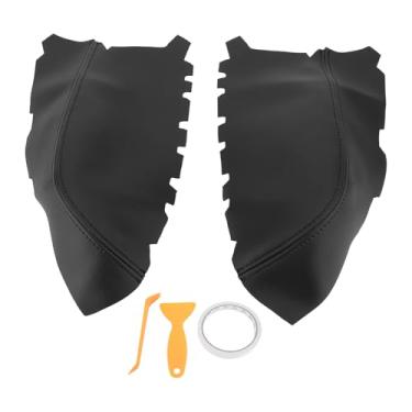 Imagem de Capa protetora para apoio de braço do painel da porta frontal, acabamento em couro de microfibra com conforto aprimorado para o interior do carro (Preta)