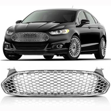 Imagem de Grade decorativa para para-choques de carro, kit de carroceria, grade de corrida para para-choques dianteiros, compatível com Mondeo Fusion 2013-2016 edição dos EUA, peça exterior (prata)