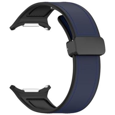 Imagem de AHGDDA Pulseira de couro de silicone para Samsung Watch 7 Ultra, fivela magnética, esportiva, pulseira de relógio de laço macio para Galaxy Watch 7 de 47 mm (azul)