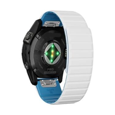 Imagem de RORFFK Pulseiras Fenix 8X Sport Fenix 7X Sport de 22 mm e 26 mm para Garmin Fenix 7/Fenix 6/Fenix 5/Fenix 6X Pro/Fenix 3/HR/Descent MK1/D2 Delta PX/D2 (branca e azul, 22 mm)