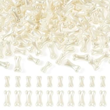 Imagem de Beadthoven 200 g ABS Imitação Pérola 2 Estilos Bonito Forma de Osso Branco Grânulos Soltos Animais de Estimação Osso Contas Espaçadoras Plástico Acrílico Estético Artesanato Miçanga para Pulseira