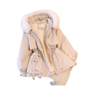 Imagem de Jaqueta De Inverno Feminina Com Forro De Fleece Quente, Casaco Com Cap