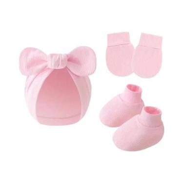 Imagem de Conjunto De Gorro, Luvas E Meias De Algodão Para Bebês Recém-Nascidos 
