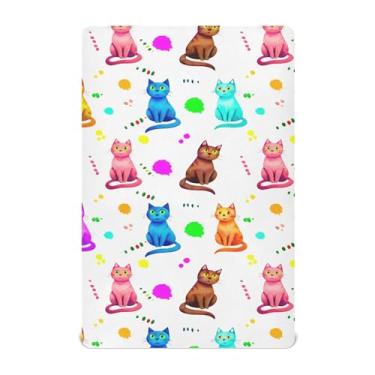 Imagem de SEHANY Lençóis de berço de gatos fofos para meninos e meninas, macio, respirável, elástico, lençol com elástico padrão para bebês de 27 x 99 cm