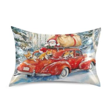 Imagem de Blueangle Fronha de cetim de carro vermelho vintage para cabelo e pele, fronha de seda, tamanho Queen (51 x 76 cm) - Capas de almofada de cetim com fecho de envelope (979)