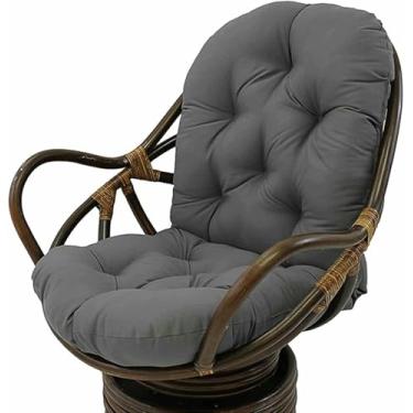 Imagem de Almofadas de substituição para cadeiras de balanço, assentos grossos e sólidos para cadeiras giratórias, reclináveis ​​e dobráveis ​​de vime, para uso interno e externo em varandas e pátios.