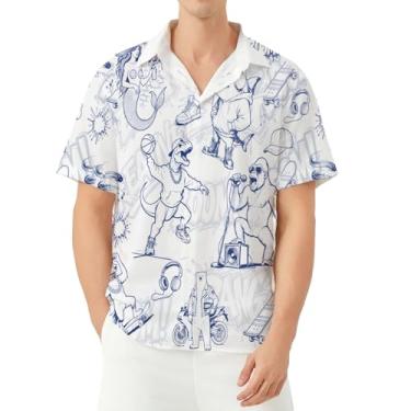 Imagem de SAMDIPLUS Camisa havaiana masculina, Branco, GG