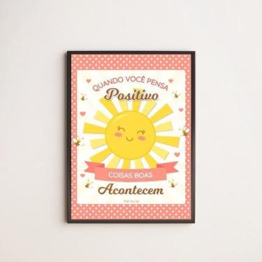 Imagem de Quadro Decorativo Pensamento Positivo 33X24Cm - Com Vidro