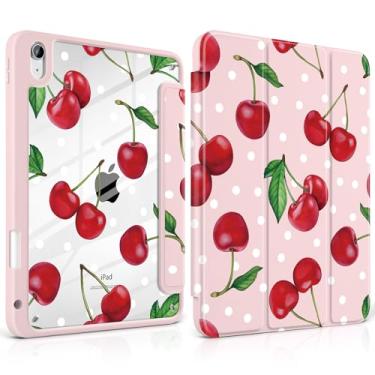 Imagem de TWOLSKOO Capa para iPad de 11ª e 10ª geração com suporte para lápis, suporte de três dobras, hibernar/despertar automático, parte traseira de acrílico transparente com amortecedor de TPU, para iPad de