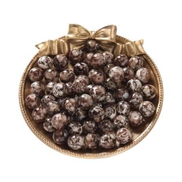 Imagem de Contas De Vidro Redondas Com Padrões Coloridos 20-100pçs 4-10mm Espaça