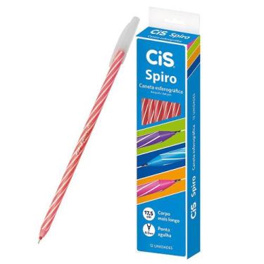 Imagem de Caneta Cis Spiro 0.7 mm Ponta Fina Esferográfica 12 Unidades, Vermelho