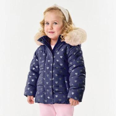 Imagem de Jaqueta Casaco Infantil Menina Pelinho Coração Trick Nick, Azul, 8