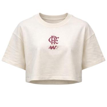 Imagem de Camisa Flamengo Cropped Oversized Off White - Feminino-Feminino