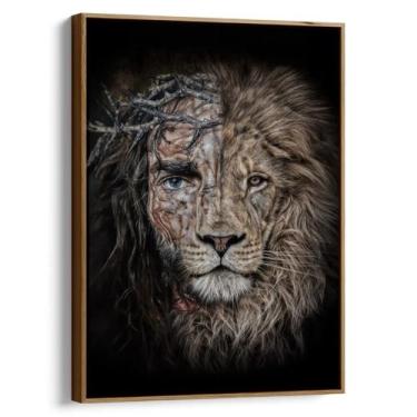 Imagem de Quadro decorativo Leão de Judá - Mioquadros, 120x80 cm, Tabaco