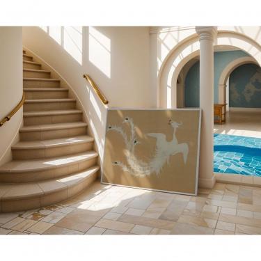 Imagem de Quadro Decorativo Asas Sobre o Império Retangular 60X90 em Canvas com Moldura Madeira