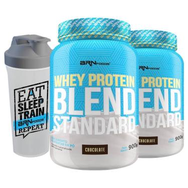 Imagem de Kit 2X Whey Protein Concentrado Blend Standard + Coqueteleira - Brn Foods-Unissex