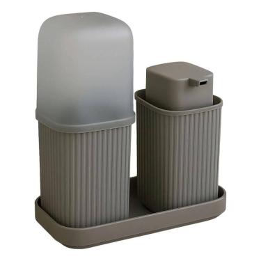 Imagem de Kit Duo Banheiro C/ Bandeja Cinza Es 1206 - Usual Utilidades