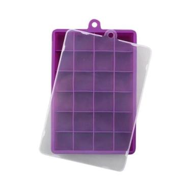 Imagem de Forma De Gelo De Silicone Com 24 Cavidades E Tampa Quadrada Incluída, 