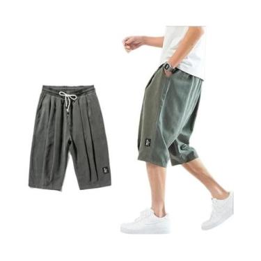 Imagem de Calça Harém Masculina Plus Size - Verão, Estilo Chinês, Comprimento Cu