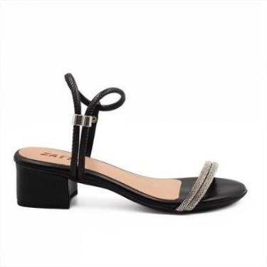 Imagem de Sandália Zatta Salto Bloco Tiras Strass Sarita-Feminino