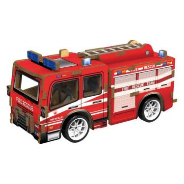 Imagem de Mini Veículo de Montar 3D Monte e Brinque Madeira Bombeiro DM Toys