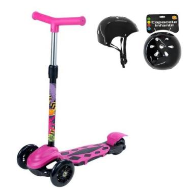 Imagem de Patinete Infantil Radical Power Rosa Ajustável 40Kg Capacete - DM Toys
