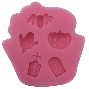 Imagem de Funshowcase Molde de silicone de doces de fondant de Halloween, para decoração de bolo, decoração de topo de cupcake, projeto de artesanato