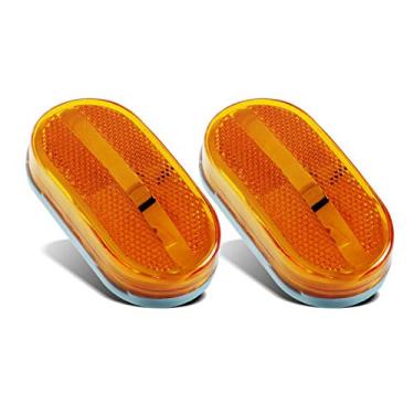Imagem de Partsam 2 peças Âmbar 4 polegadas LED Trailer Side Marker and Clearance Lamp 6 diodos com montagem em superfície de lente reflexiva, refletora 2x4 Retangular Retangular Luzes LED Marcador de Led Frente Traseira Caminhão RV Camper