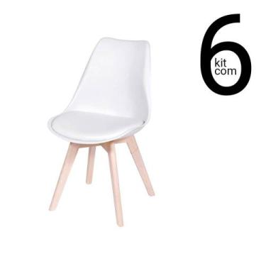 Imagem de Conjunto 6 Cadeiras Saarinen Wood - Branca - Ordesign