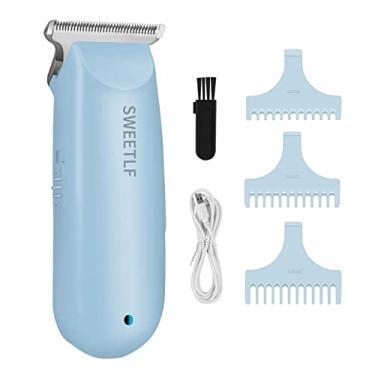 Imagem de SweetLF Aparadores de cabelo, aparador de cabelo silencioso sem fio, mini kit de corte de cabelo com 3 pentes guia, recarregável por USB, portátil, azul